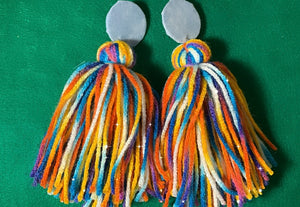 Button Tassle Earrings