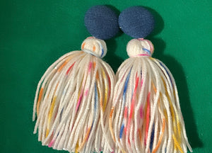 Button Tassle Earrings