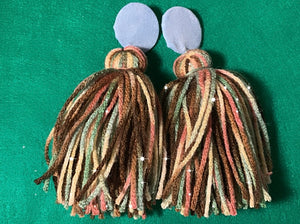 Button Tassle Earrings