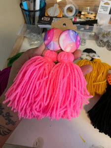 Button Tassle Earrings