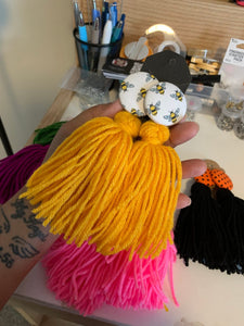 Button Tassle Earrings