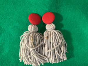 Button Tassle Earrings