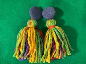 Button Tassle Earrings