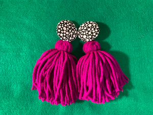 Button Tassle Earrings