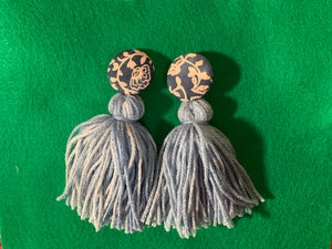 Button Tassle Earrings