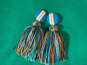 Button Tassle Earrings