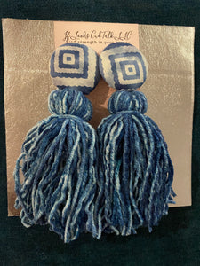 Button Tassle Earrings