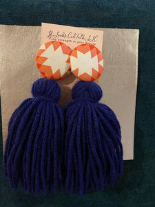 Button Tassle Earrings