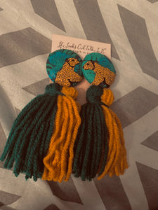 Button Tassle Earrings