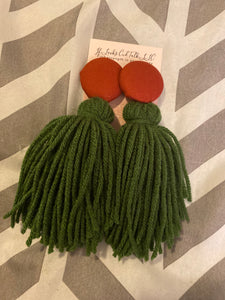 Button Tassle Earrings