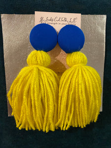 Button Tassle Earrings