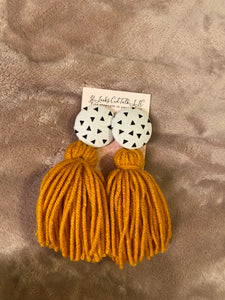 Button Tassle Earrings