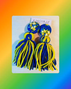 Button Tassle Earrings