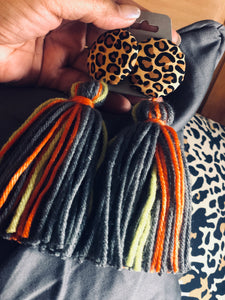 Button Tassle Earrings