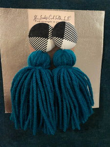 Button Tassle Earrings